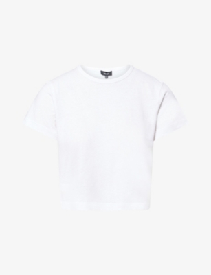 ME AND EM: Round-Neck Cropped Woven T-Shirt