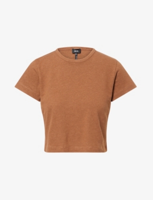 ME AND EM: Round-Neck Cropped Woven T-Shirt