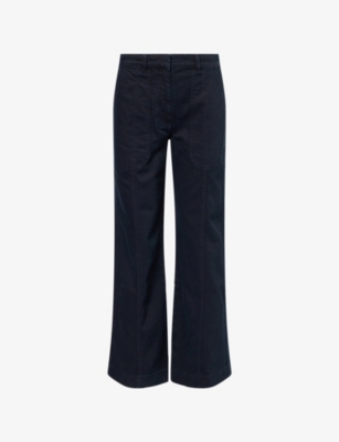 ME AND EM: Patch-Pocket Bootcut-Leg Mid-Rise Denim Trousers