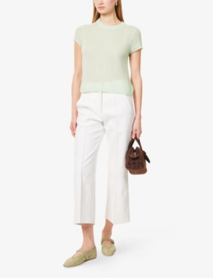 ME AND EM: Pinched-Seam Slim-Leg Mid-Rise Cotton Trousers