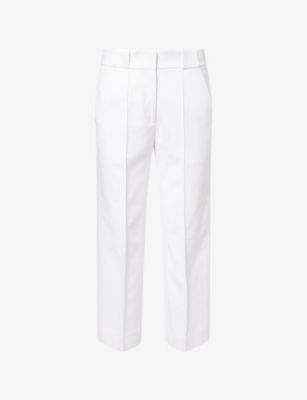 ME AND EM: Pinched-Seam Slim-Leg Mid-Rise Cotton Trousers