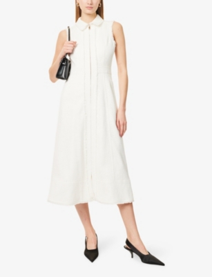 Me And Em Womens  Tweed Sleeveless Stretch-cotton Blend Midi Dress In Cream