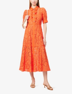 ME AND EM: Lace Ruffled Cotton-Blend Maxi Dress