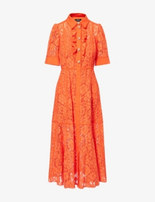 ME AND EM: Lace Ruffled Cotton-Blend Maxi Dress