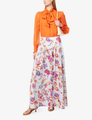 ME AND EM: Garden-Print Self-Tie Woven Maxi Skirt