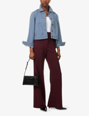 ME AND EM: Striped Cropped Stretch-Denim Jacket