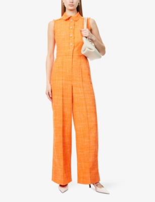 ME AND EM: Tweed Fray-Trimmed Cotton-Blend Jumpsuit