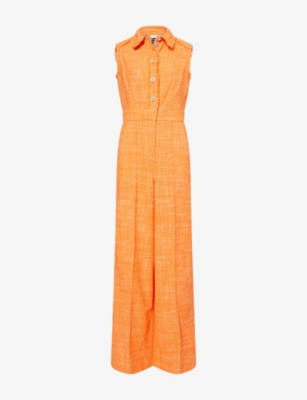 ME AND EM: Tweed Fray-Trimmed Cotton-Blend Jumpsuit