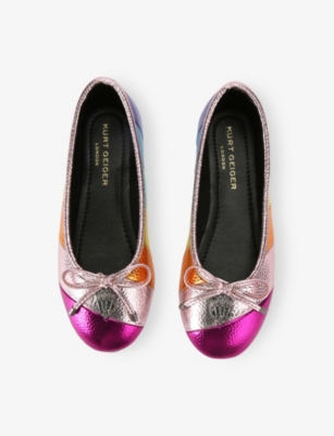 KURT GEIGER LONDON: Kids' Mini Eagle Metallic Leather Ballet Pumps