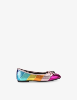 KURT GEIGER LONDON: Kids' Mini Eagle Metallic Leather Ballet Pumps