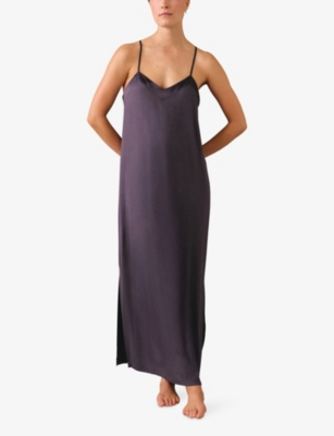 THE WHITE COMPANY: Satin-Trim Stretch-Jersey Maxi Night Dress