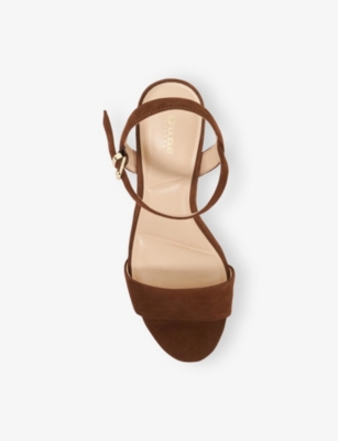 Dune Womens  Monotone Block-heel Suede Sandals In Chestnut Suede