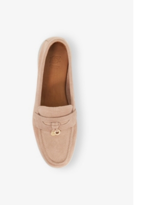 Dune Womens  Grinning Charm-detail Suede Loafers In Blush Suede