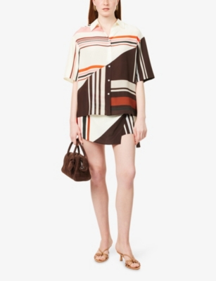 SIR: Thistle Striped Silk Mini Skort
