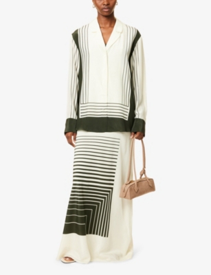 SIR WOMENS SIR LEILANA STRIPED LONG-SLEEVE SILK-CREPE SHIRT 