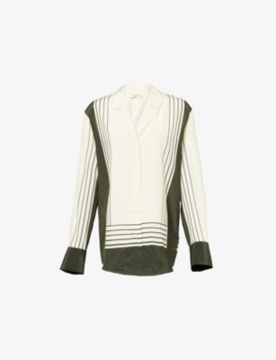 SIR WOMENS SIR LEILANA STRIPED LONG-SLEEVE SILK-CREPE SHIRT 