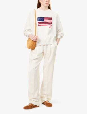 Shop Polo Ralph Lauren Womens Nevis Embroidered Raglan-sleeves Cotton-jersey Sweatshirt Xs