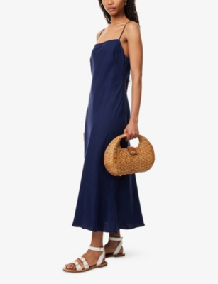POLO RALPH LAUREN: Dori Sleeveless Linen Midi Dress