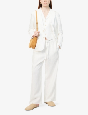 POLO RALPH LAUREN WOMENS NEVIS TWO FLAP-POCKETS NOTCH-LAPELS LINEN BLAZER 