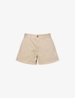 Polo Ralph Lauren Womens High-rise Relaxed-fit Cotton Shorts Khaki In Khaki