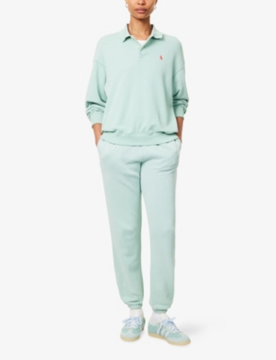 Polo Ralph Lauren Womens Logo-embroidery Lightweight Fleece Athletic Cotton-jersey Jogging Bottoms Essex Green