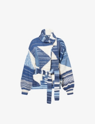 POLO RALPH LAUREN: Contrast-Panels Shawl-Collar Cotton-Blend Cardigan