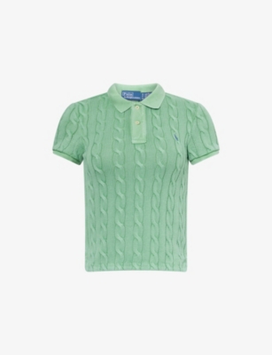 POLO RALPH LAUREN: Logo-Embroidery Short-Sleeve Cable-Knit Cotton Polo Shirt