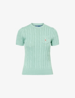 POLO RALPH LAUREN: Cable-Knit Short-Sleeves Cotton Jumper