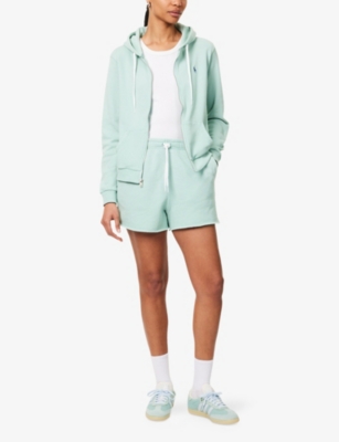 Polo Ralph Lauren Womens Logo-embroidery Raw-hem Cotton-jersey Shorts Essex Green Xs