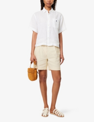 POLO RALPH LAUREN: Logo-Embroidered Short-Sleeve Linen Shirt