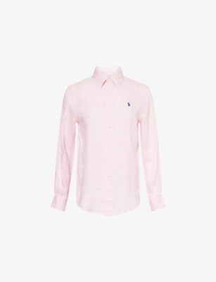 Polo Ralph Lauren Womens Classic-fit Long-sleeve Linen Shirt Bath Pink