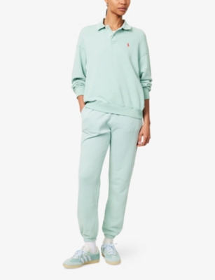 POLO RALPH LAUREN: Logo-Embroidery Polo-Collar Cotton-Jersey Sweatshirt
