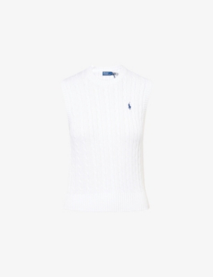 POLO RALPH LAUREN: Cable-Knit Sleeveless Cotton Top