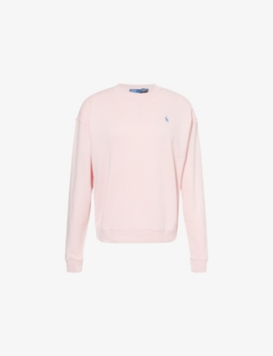 Polo Ralph Lauren Womens Logo-embroidery Cotton-jersey Sweatshirt Pink Sand Xs