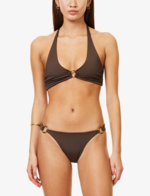 Away That Day Womens Espresso Sorrento Halter Neck Bikini Top In Espresso