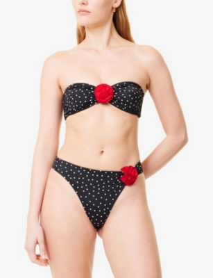 AWAY THAT DAY: Acapulco Rose Polka-Dot Stretch-Woven Bikini Top