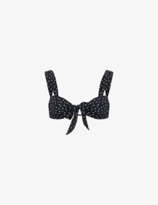 AWAY THAT DAY: Cannes Polka-Dot Stretch-Woven Bikini Top