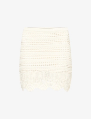 Away That Day Womens Natural Giglio Crochet Cotton Knitted Mini Skirt Xs In Natural