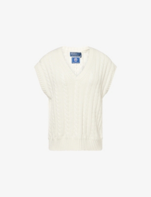 POLO RALPH LAUREN: Polo Ralph Lauren x Wimbledon Cable-Knit V-Neck Cashmere-Blend Vest