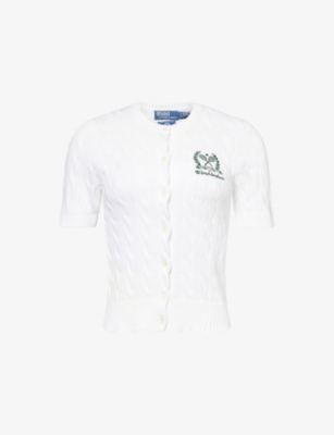 POLO RALPH LAUREN: Polo Ralph Lauren x Wimbledon Cable-Knit Short-Sleeves Cotton Cardigan