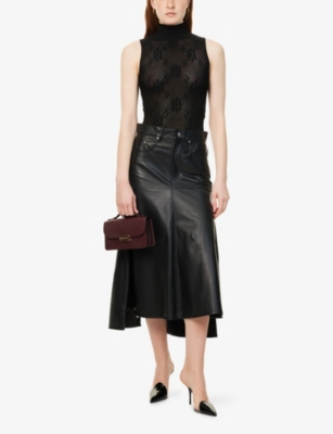 VICTORIA BECKHAM: Mock-neck semi-sheer knit bodysuit