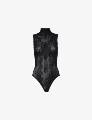 VICTORIA BECKHAM: Mock-neck semi-sheer knit bodysuit