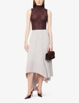 VICTORIA BECKHAM: Mock-neck semi-sheer knit bodysuit