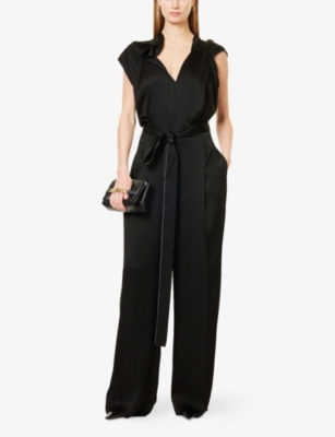 VICTORIA BECKHAM: Draped Wide-Leg Satin Jumpsuit