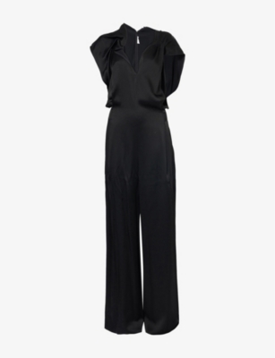 VICTORIA BECKHAM: Draped Wide-Leg Satin Jumpsuit