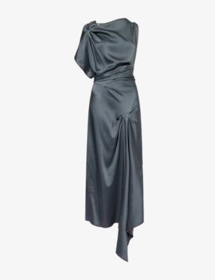 VICTORIA BECKHAM: Asymmetric Ruched Woven Midi Dress