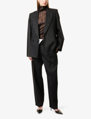 VICTORIA BECKHAM: Double-Waist Tapered Wool-Blend Trousers