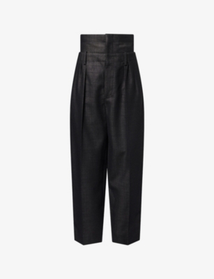 VICTORIA BECKHAM: Double-Waist Tapered Wool-Blend Trousers