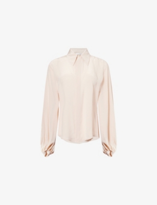 VICTORIA BECKHAM: Pointed-Collar Blouson-Sleeve Silk Shirt