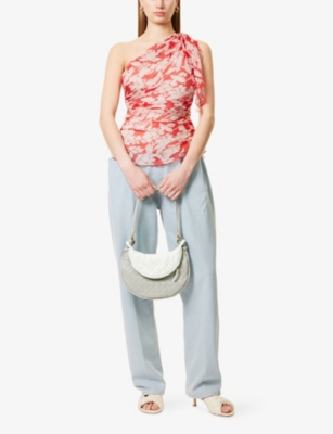 VICTORIA BECKHAM: Asymmetric Draped Floral Silk Top